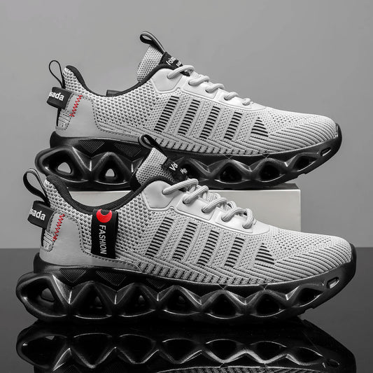 2026 New Unisex Striped Cut-out Sneakers, Breathable Mesh, Non-slip, Shock-absorbing Thick Sole, Stylish and Classic, Versatile for Fashion, Outdoor Jogging, Street Casual Sports Sneakers, Running Shoes