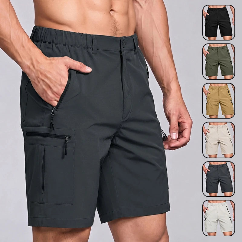 Men's Cargo Shorts; Summer Waterproof Breathable Comfortable; Multi-Pocket; Outdoor Casual Sports Beach Pants; Elastic Waistband