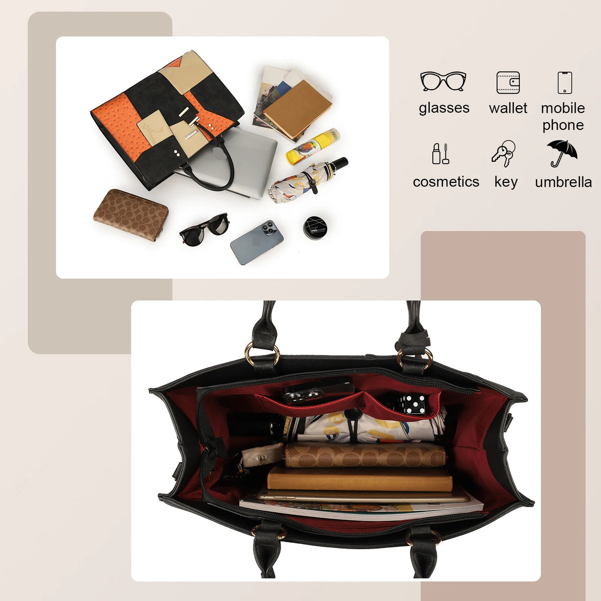 Classic Versatile Bag Multi-functional HandBag for woman Elegant Shoulder Bag